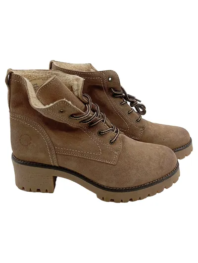 Belmondo Damen Stiefelette Gr. 41 Braun Wildleder Schnürung Winterstiefel