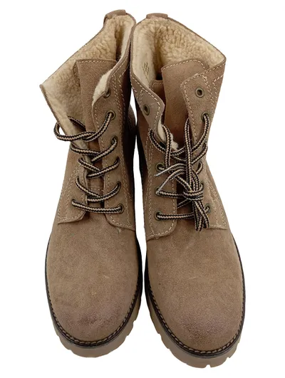 Belmondo Damen Stiefelette Gr. 41 Braun Wildleder Schnürung Winterstiefel