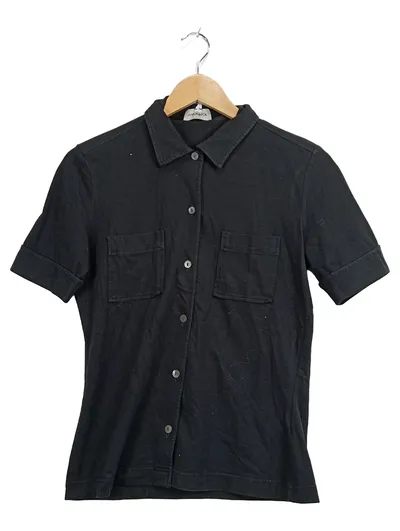 windsor. Damen Bluse Kurzarm Schwarz Gr. 38 Basic Knopfleiste