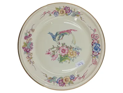 Rosenthal Winifred Essteller 20 cm Porzellan Vogel Blumenmotiv Mehrfarbig