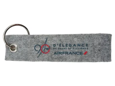 Air France Schlüsselanhänger D'Élégance 90 Years Filz Grau Sammlerstück