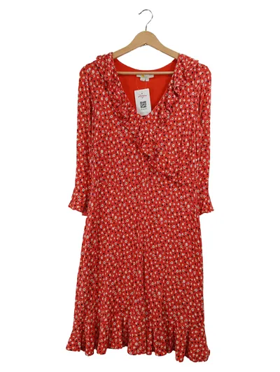 Boden Damen Sommerkleid Midikleid Rot Blumenmuster Rüschen Gr. 40 L