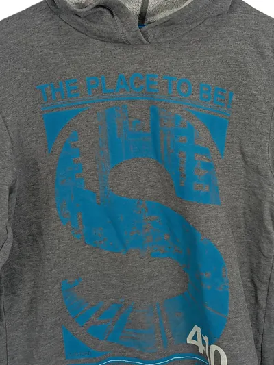 s.Oliver Hoodie Kapuzenpullover Jungen Gr. 164/XL Grau New York Print