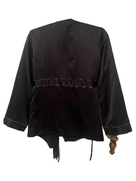 Darjeeling Damen Kimono Jacke Satin Optik Schwarz Gr. 36/S Bindegürtel 3