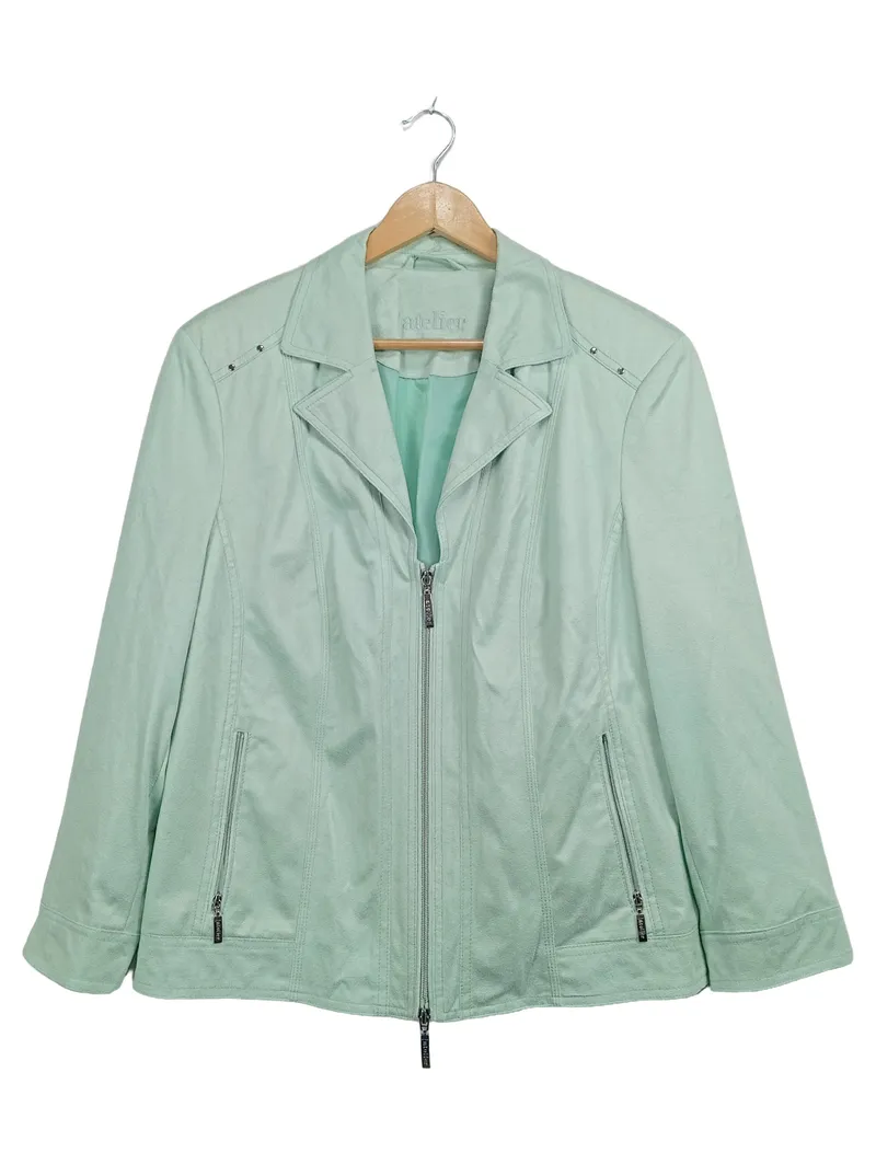atelier GOLDNER Leichte Jacke Damen Gr. 44 Türkis Mintgrün Reißverschluss 2