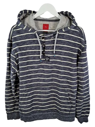 s.Oliver Herren Kapuzenpullover Hoodie Gestreift Blau Gr. XL