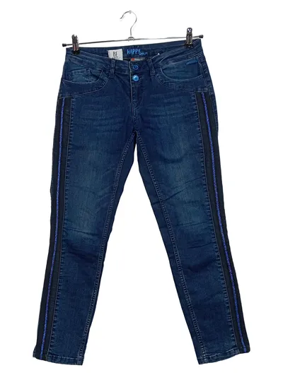 Street One Happy Denim Jeans Damen Gr. 38 Blau Seitenstreifen Straight