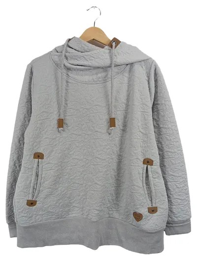 Mary Maids Damen Kapuzenpullover Hoodie Grau Strukturmuster Gr. XXL