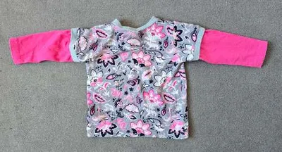 BABAUBA Langarmshirt Mädchen Gr. 74 Grau Pink Blumen Floral Baby