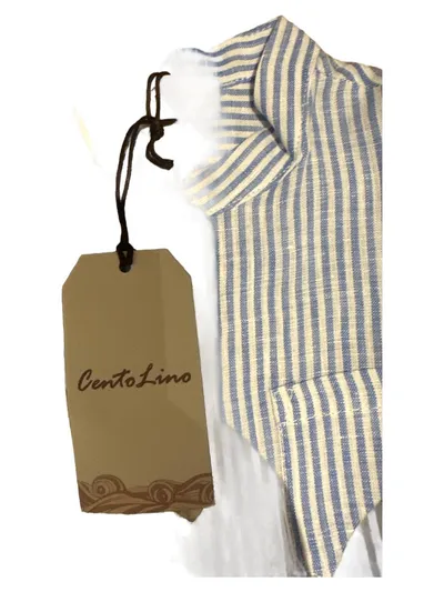 Centolino Kinderhemd Freizeithemd Gestreift Blau Gr. 110/116 Leinen