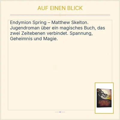 Endymion Spring - Die Macht des geheimen Buches - Matthew Skelton - Jugendbuch