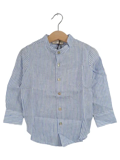 Centolino Kinder Freizeithemd Hemd Blau Gestreift Leinen Gr. 110/116