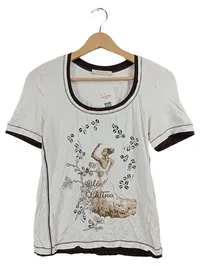 Carlo Colucci Damen T-Shirt Gr. 38 Weiß Flamenco Print Pailletten 1