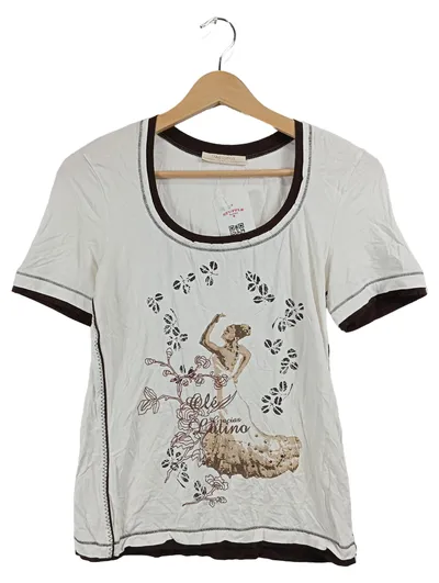 Carlo Colucci Damen T-Shirt Gr. 38 Weiß Flamenco Print Pailletten