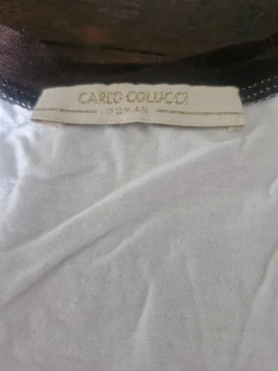 Carlo Colucci Damen T-Shirt Gr. 38 Weiß Flamenco Print Pailletten