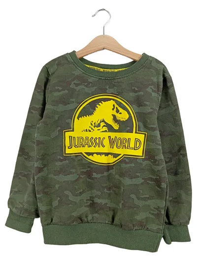 Jurassic World Kinder Pullover Camouflage Gr. 128 Tarnmuster Grün