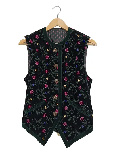 Gaisberger Couture Trachtenweste Damen Gr. M Schwarz Samt Stickerei