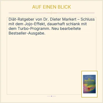 Die Markert-Diät Dr. Med. Dieter Markert Abnehmen Jojo-Effekt Turbo-Programm