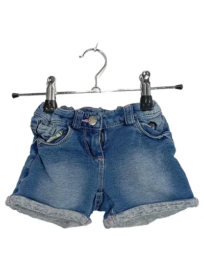 Here & There Mädchen Jeans Shorts Gr. 98 Blau Denim Schleife