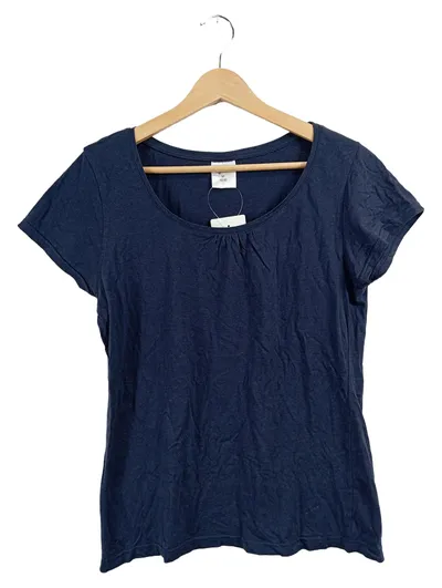 QUEENTEX Damen T-Shirt Basic Kurzarm Blau Gr. M 40/42