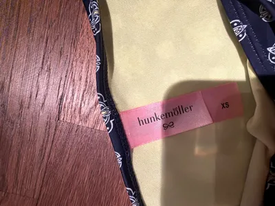 Hunkemöller Bikini Damen XS Blau Gelb Triangel Neckholder Bandeau Set