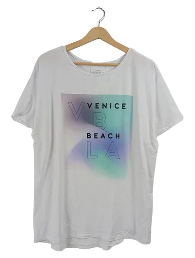 Venice Beach Curvy Line Damen T-Shirt Weiß Gr. 44 XXL Logo-Print