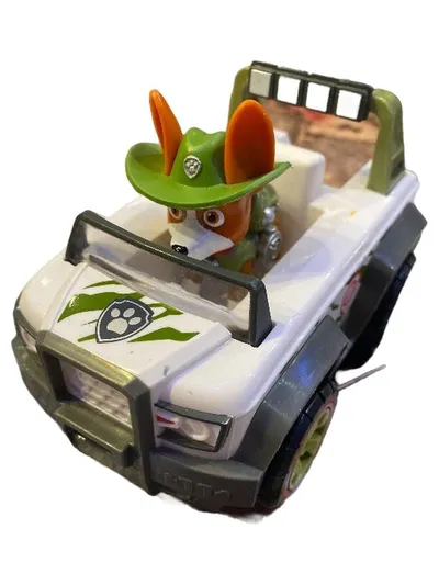 PAW Patrol Tracker Jungle Cruiser Spielzeugauto mit Figur weiß 14cm