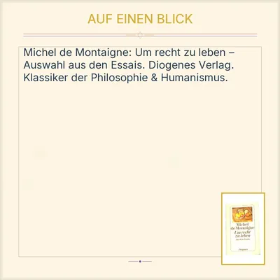 Um recht zu leben - Aus den Essais | Michel de Montaigne | Diogenes