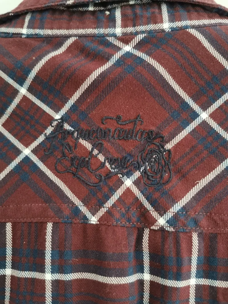Arqueonautas Herren Flanellhemd Kariert Rot Blau Gr. M Langarm Casual 2