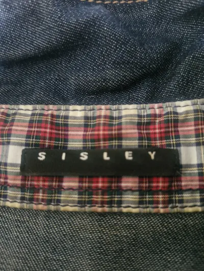 Sisley Damen Jeanshemd Bluse Denim Langarm Gr. M Blau Western