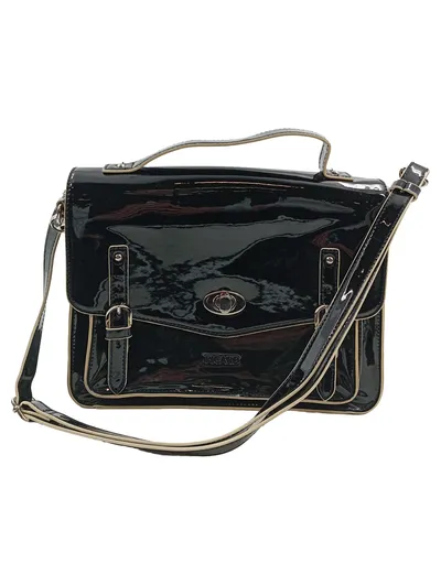 PICARD Henkeltasche Damen Schwarz Kunststoff Lack-Optik