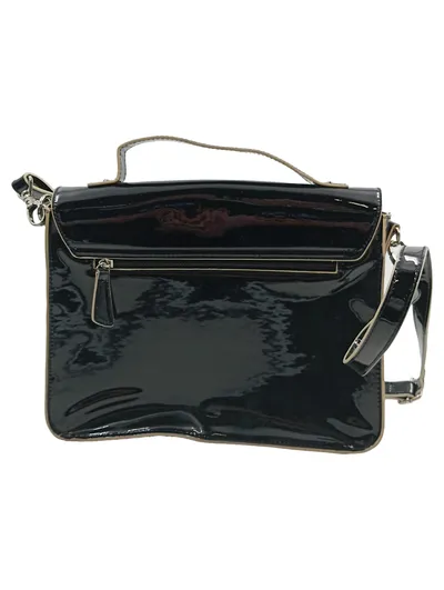 PICARD Henkeltasche Damen Schwarz Kunststoff Lack-Optik