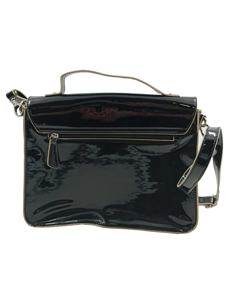 PICARD Henkeltasche Damen Schwarz Kunststoff Lack-Optik 2