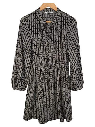 ABOUT YOU Damen Hemdblusenkleid Gr. 36 S Schwarz Grafisch Freizeit