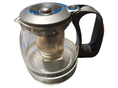 Born2Ride Teekanne Glas 1L mit Edelstahl Sieb Metalleinsatz Modern