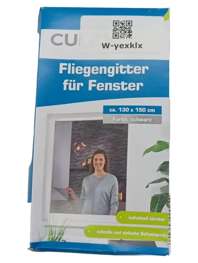 CULEX Fliegengitter für Fenster 130x150 cm Schwarz Insektenschutz Polyester