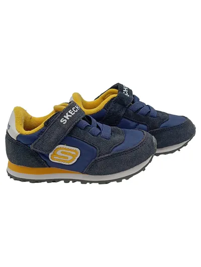 Skechers Sneaker Low Kinder Gr. 22 Blau Grau Gelb Klettverschluss Jungen