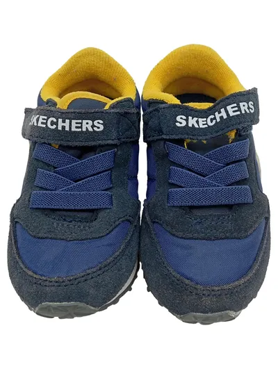 Skechers Sneaker Low Kinder Gr. 22 Blau Grau Gelb Klettverschluss Jungen