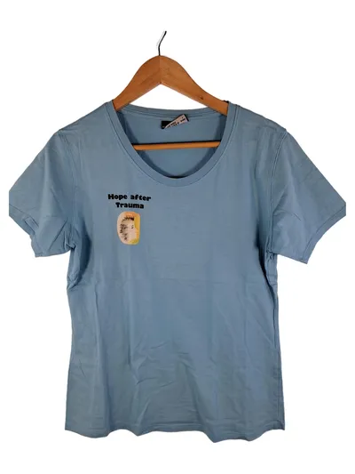 James & Nicholson T-Shirt Damen Gr. L Hellblau mit Aufdruck Baumwolle