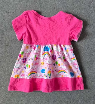 BABAUBA Mädchen Kleid Gr. 86 Pink Regenbogen Freizeitkleid Kurzarm