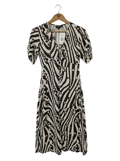 An'ge Damen Blusenkleid Midikleid Gr. 34;XS Schwarz Blumenmuster Viskose