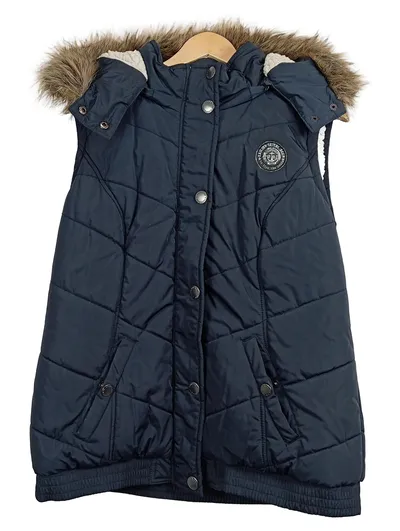 Camps Bay Steppweste Blau Gr. 176 Kapuze Fellbesatz Casual