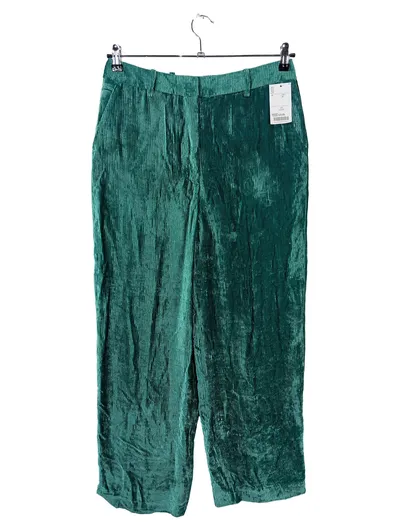 The Kooples Damen Stoffhose Samt Grün Gr. L W31 Elegant Viskose Seide