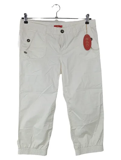 EDC by Esprit Damen Caprihose Stoffhose Weiß Gr. 38 Baumwolle