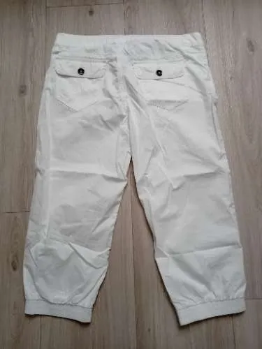 EDC by Esprit Damen Caprihose Stoffhose Weiß Gr. 38 Baumwolle