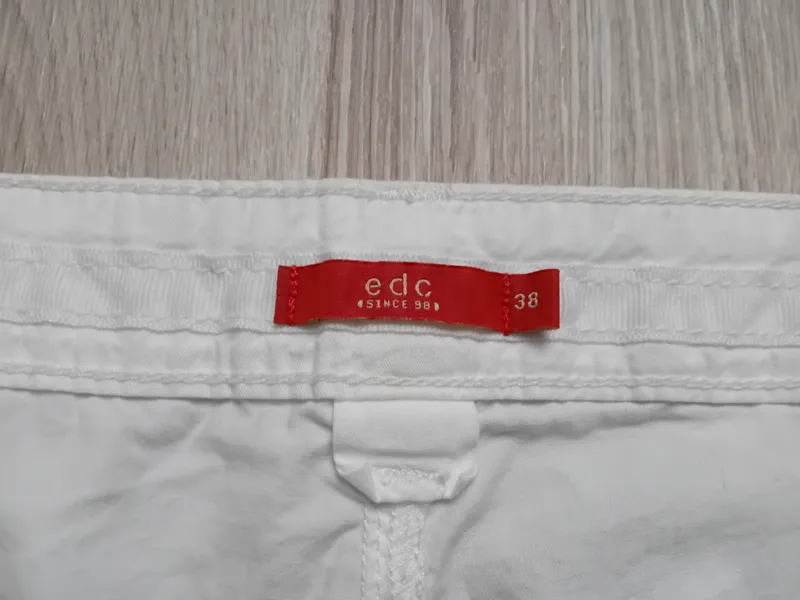 EDC by Esprit Damen Caprihose Stoffhose Weiß Gr. 38 Baumwolle 3