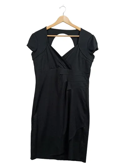 KALA Fashion Damen Kleid Schwarz Gr. XL Elegant Cut-Out Rüschen