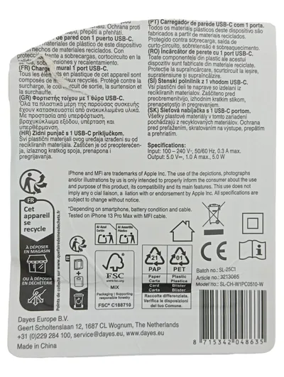 Sologic USB-C Steckdosenladegerät 5W 1A Netzteil Ladegerät Grau