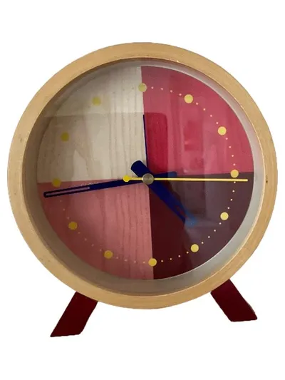 Cloudnola Tischuhr Modern Holz Rot Abstrakt Design Uhr Deko