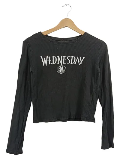 Wednesday Langarmshirt Mädchen Schwarz Gr. 158, 164 Rippstrick
